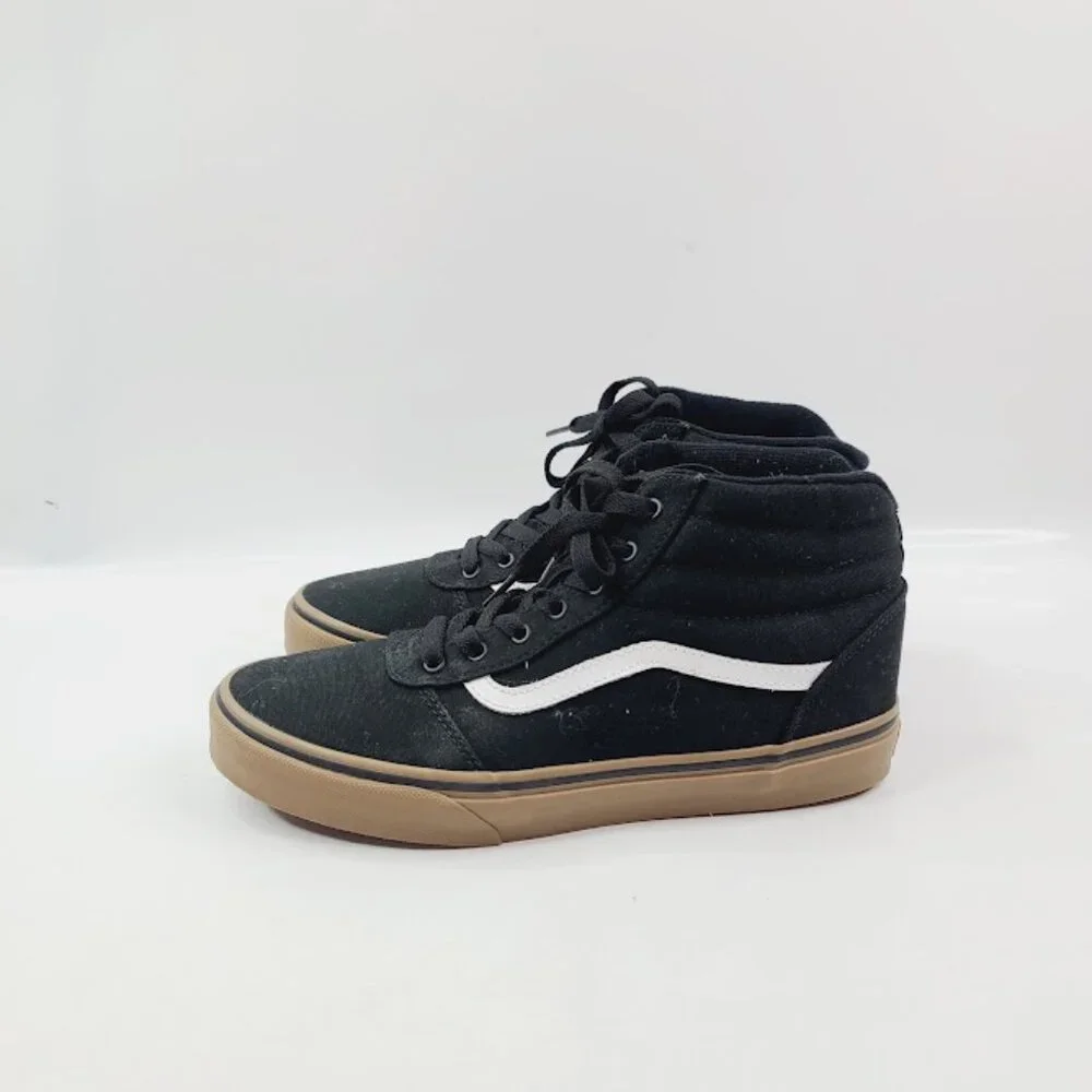 Vans Boy's Black Ward Hi Lace Up Gum Sole High-Top Athletic Sneaker‎ Size 6